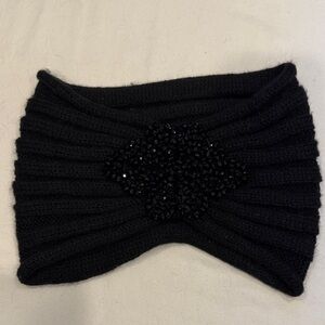 Aldo Black Knit Headband with Beaded Detail